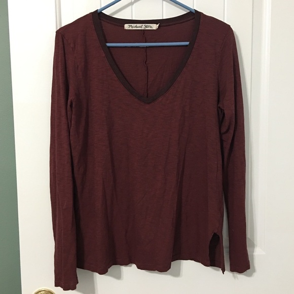 Michael Stars Burgundy Long Sleeve Top - Picture 1 of 3